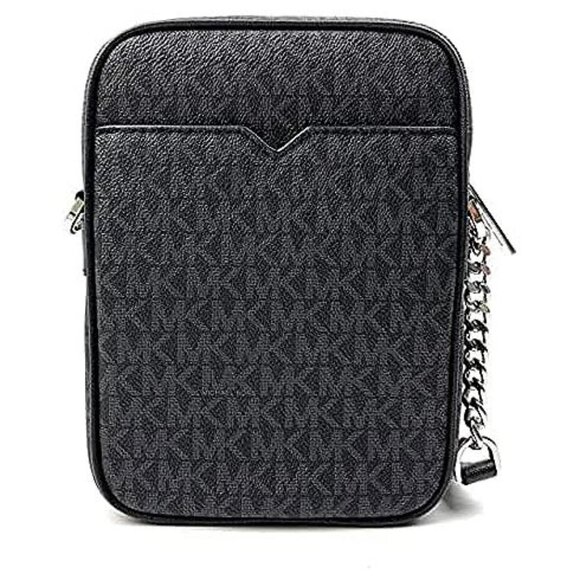 Jet Set Travel Signature PVC Medium Logo Chain Crossbody Flight Bag Black - Picture 3 of 7